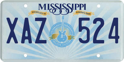 MS license plate XAZ524