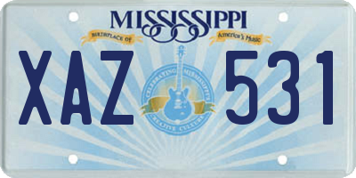 MS license plate XAZ531