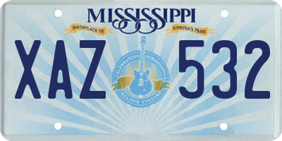 MS license plate XAZ532
