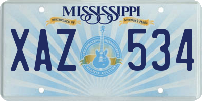 MS license plate XAZ534