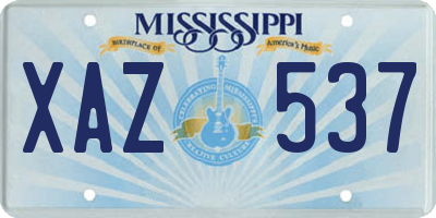 MS license plate XAZ537