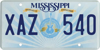 MS license plate XAZ540