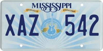 MS license plate XAZ542