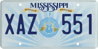 MS license plate XAZ551