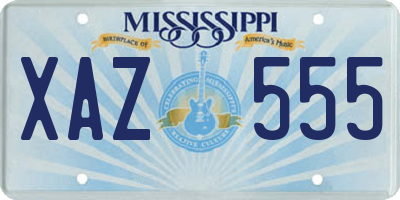 MS license plate XAZ555