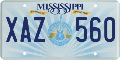 MS license plate XAZ560