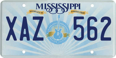 MS license plate XAZ562