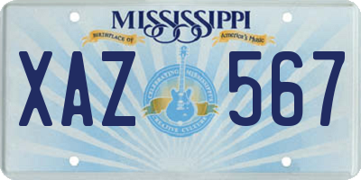 MS license plate XAZ567