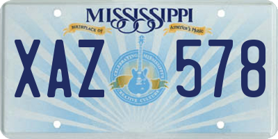 MS license plate XAZ578
