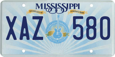 MS license plate XAZ580