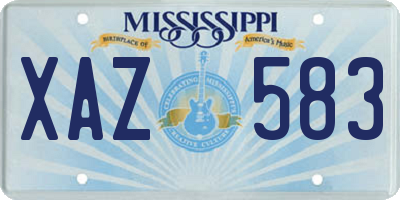 MS license plate XAZ583