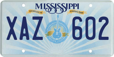 MS license plate XAZ602