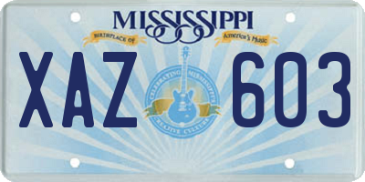 MS license plate XAZ603