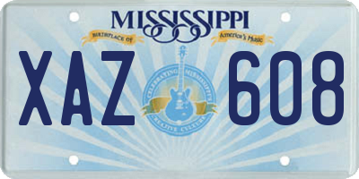 MS license plate XAZ608