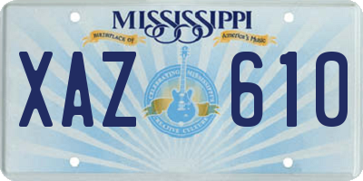 MS license plate XAZ610