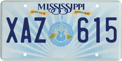 MS license plate XAZ615