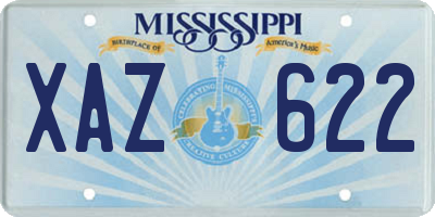 MS license plate XAZ622