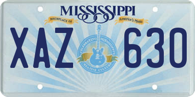 MS license plate XAZ630