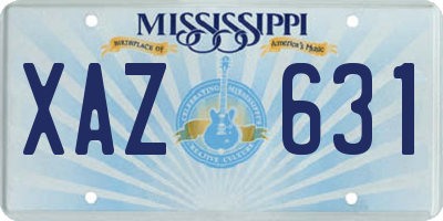 MS license plate XAZ631