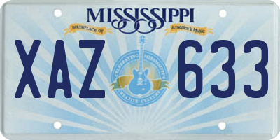 MS license plate XAZ633