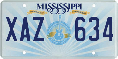 MS license plate XAZ634