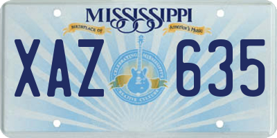 MS license plate XAZ635
