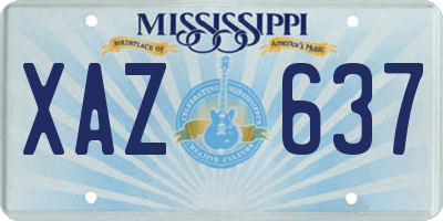 MS license plate XAZ637