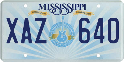 MS license plate XAZ640
