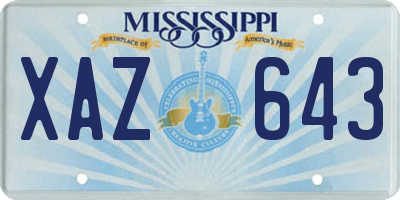 MS license plate XAZ643