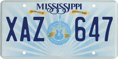 MS license plate XAZ647