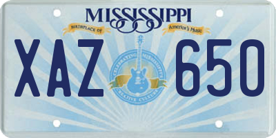 MS license plate XAZ650