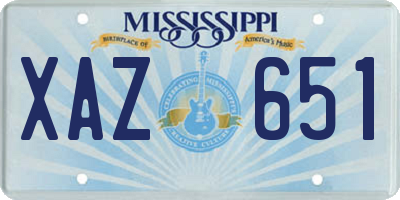 MS license plate XAZ651