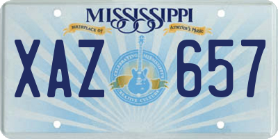 MS license plate XAZ657
