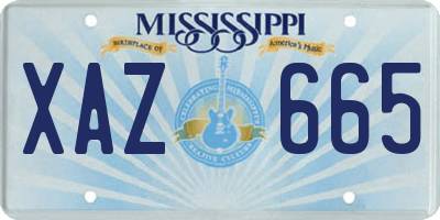 MS license plate XAZ665