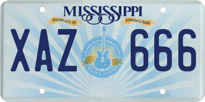 MS license plate XAZ666