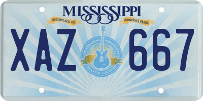 MS license plate XAZ667