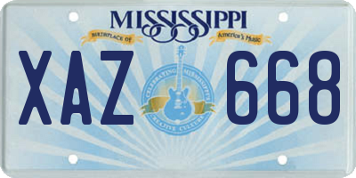 MS license plate XAZ668