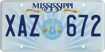 MS license plate XAZ672
