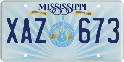 MS license plate XAZ673