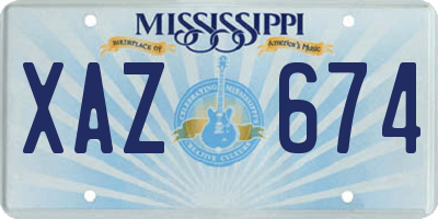 MS license plate XAZ674