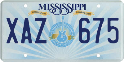 MS license plate XAZ675