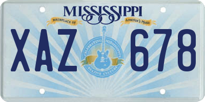 MS license plate XAZ678