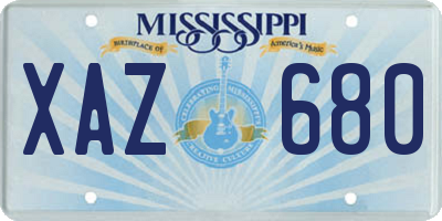 MS license plate XAZ680