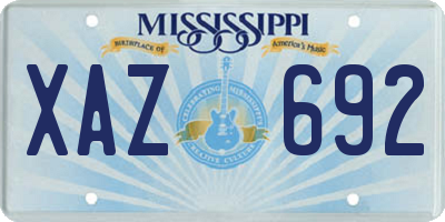 MS license plate XAZ692