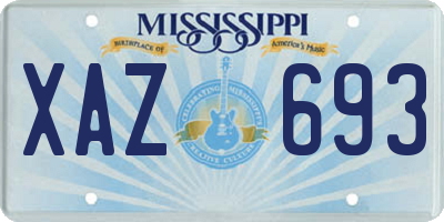 MS license plate XAZ693