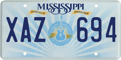 MS license plate XAZ694