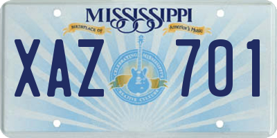MS license plate XAZ701