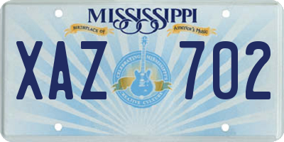 MS license plate XAZ702