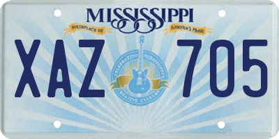 MS license plate XAZ705