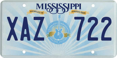 MS license plate XAZ722